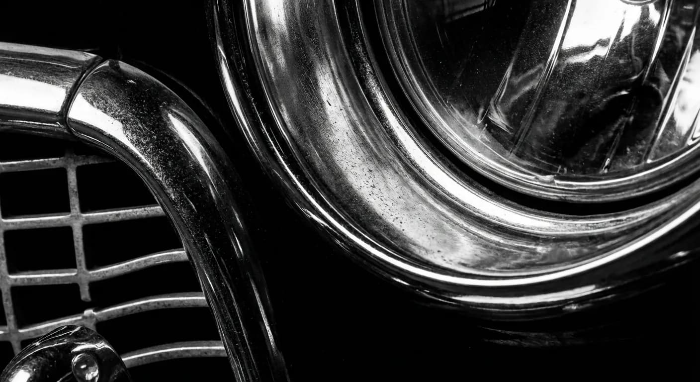 Gros plan iconique d'un phare de voiture soulignant la précision du contrôle