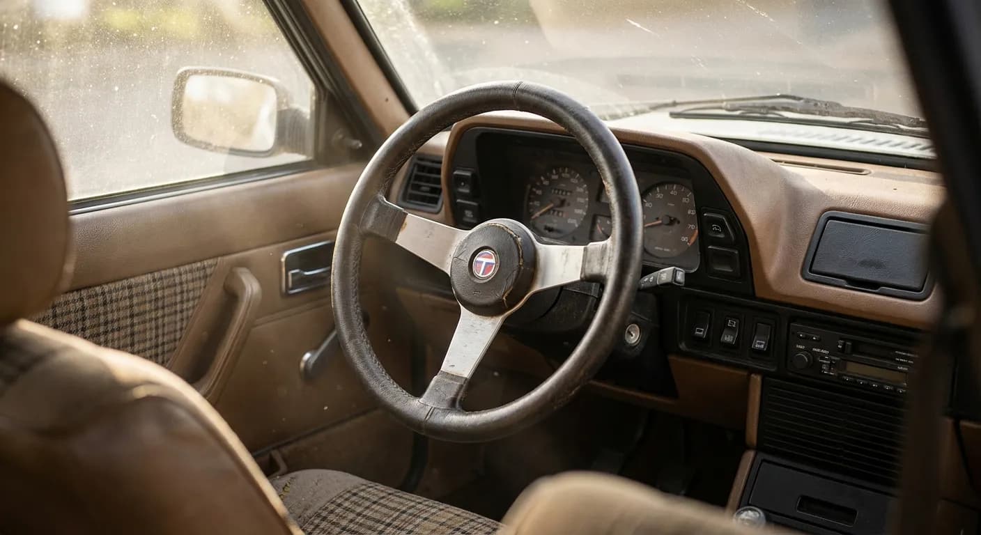 Détail de l'intérieur vintage et du tableau de bord d'une Talbot Horizon S.