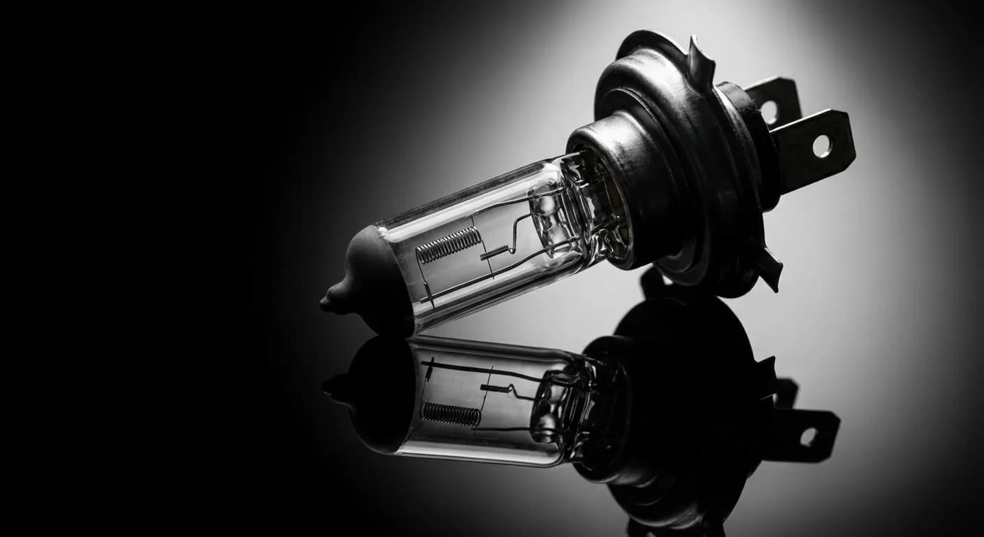 Ampoule de phare automobile H7 gros plan sur fond sombre
