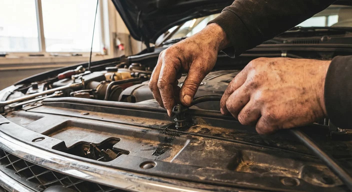 Installation détaillée du nouveau tuyau sur les gicleurs de lave-glace
