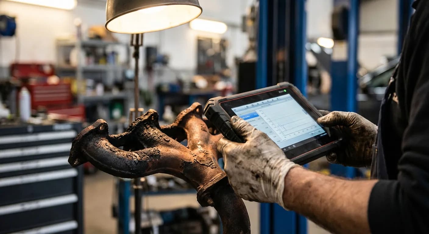 Mécanicien diagnostiquant une panne de vanne EGR