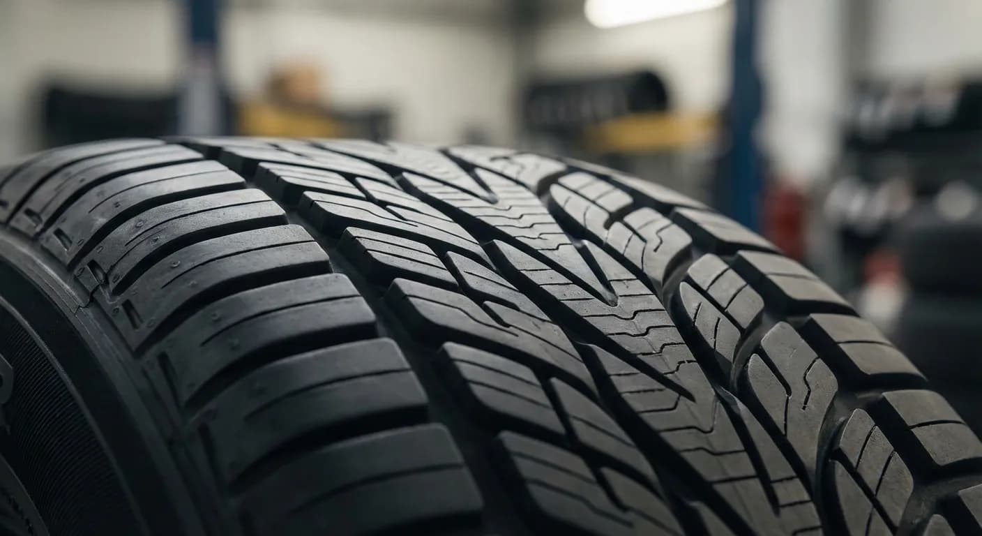 Qualité des matériaux et finitions des pneus Détail macro de la texture et du profil d'un pneu haut de gamme