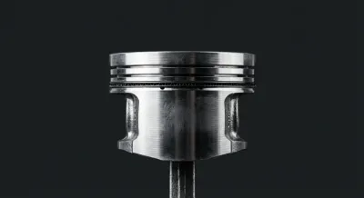 Icône de piston de moteur sur fond noir.