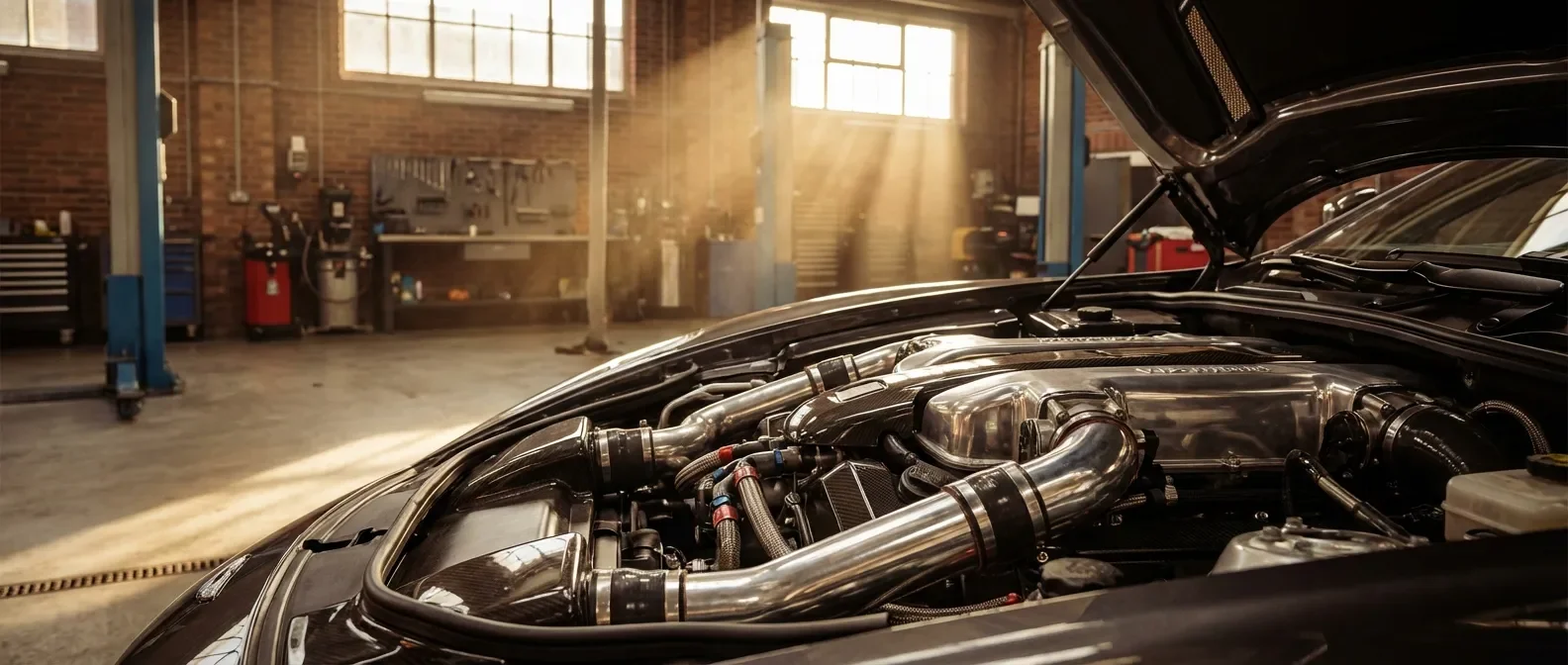 Moteur automobile moderne avec éclairage cinématique pour diagnostic P046C00