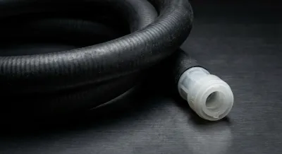 Gros plan iconique d'un tuyau de lave-glace et son raccord