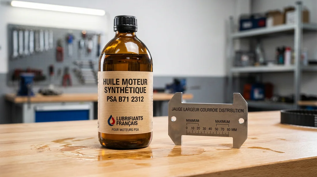 Huile moteur norme PSA B71 et outil de mesure de largeur de courroie pour PureTech.