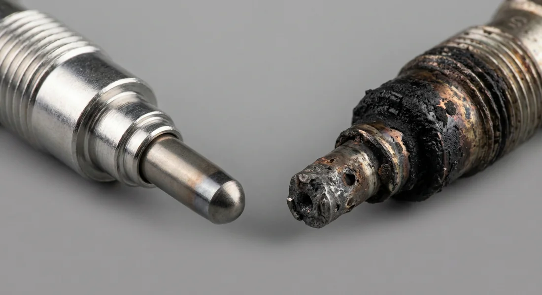Comparaison entre une bougie de préchauffage neuve et une bougie défectueuse
