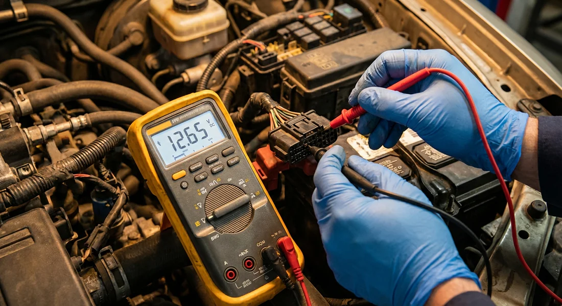 Test du circuit électrique avec un multimètre pour diagnostiquer le code P0670