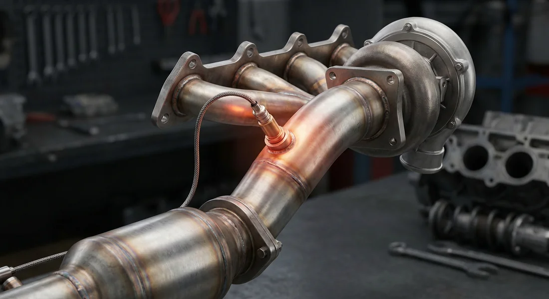 Emplacement du capteur de température des gaz d'échappement sur le système d'échappement.