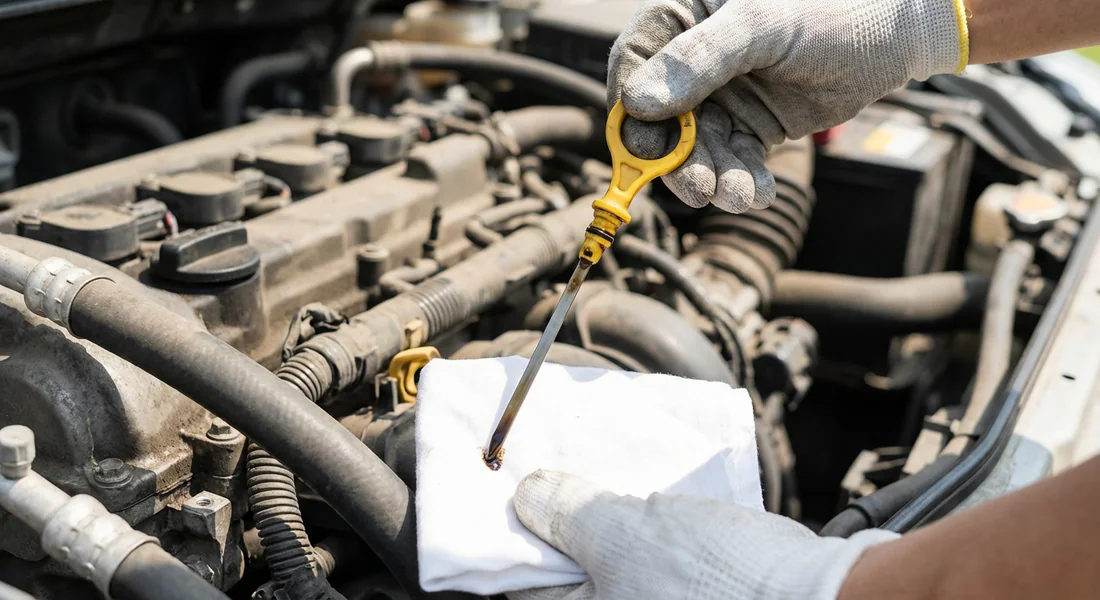 Vérification du niveau d'huile moteur avec la jauge