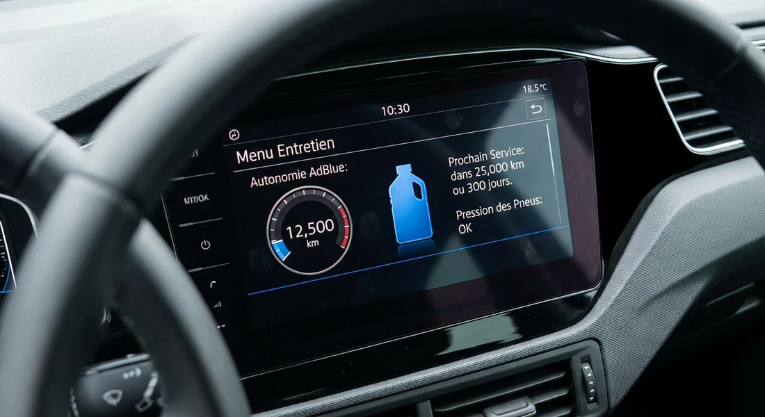 Affichage du niveau d'AdBlue sur le tableau de bord numérique du Tiguan