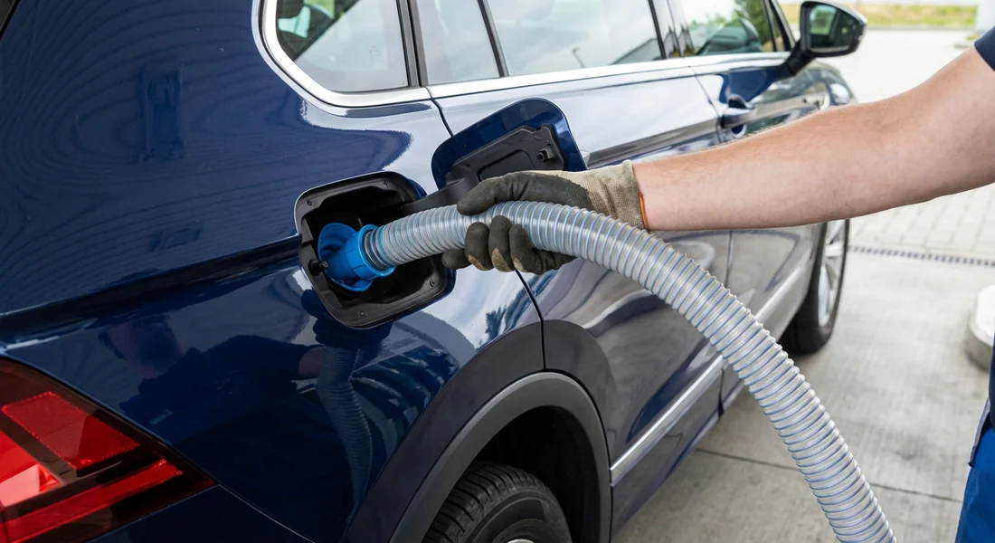 Étape de remplissage du réservoir AdBlue d'un VW Tiguan