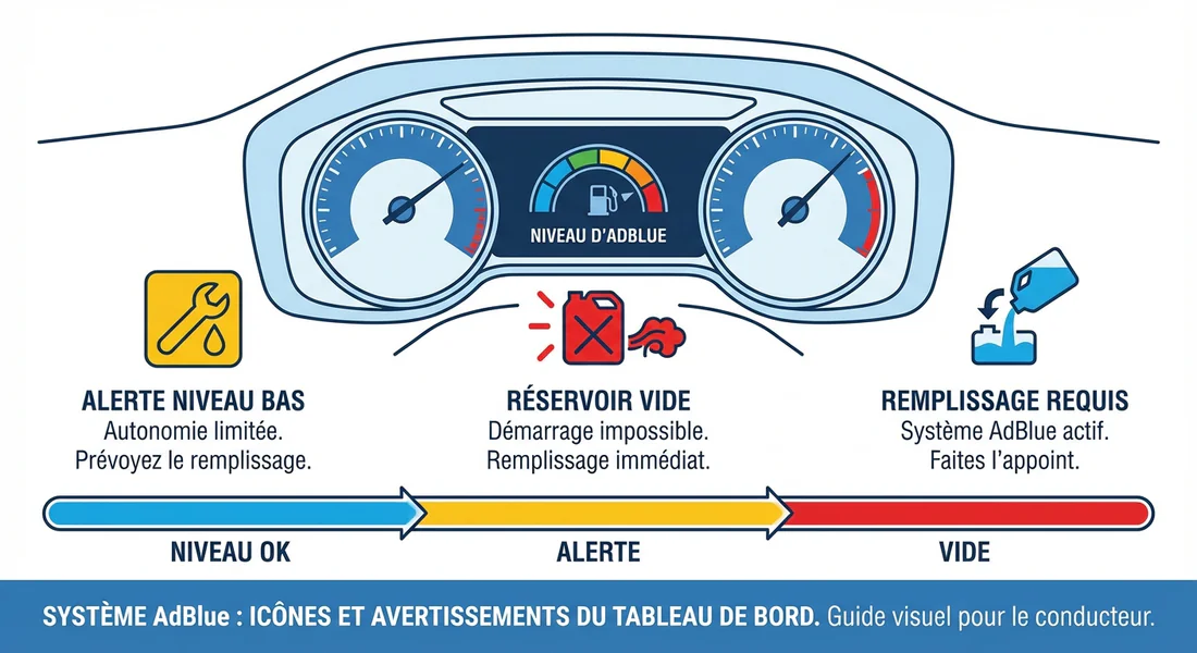 Infographie des témoins d'alerte AdBlue Volkswagen